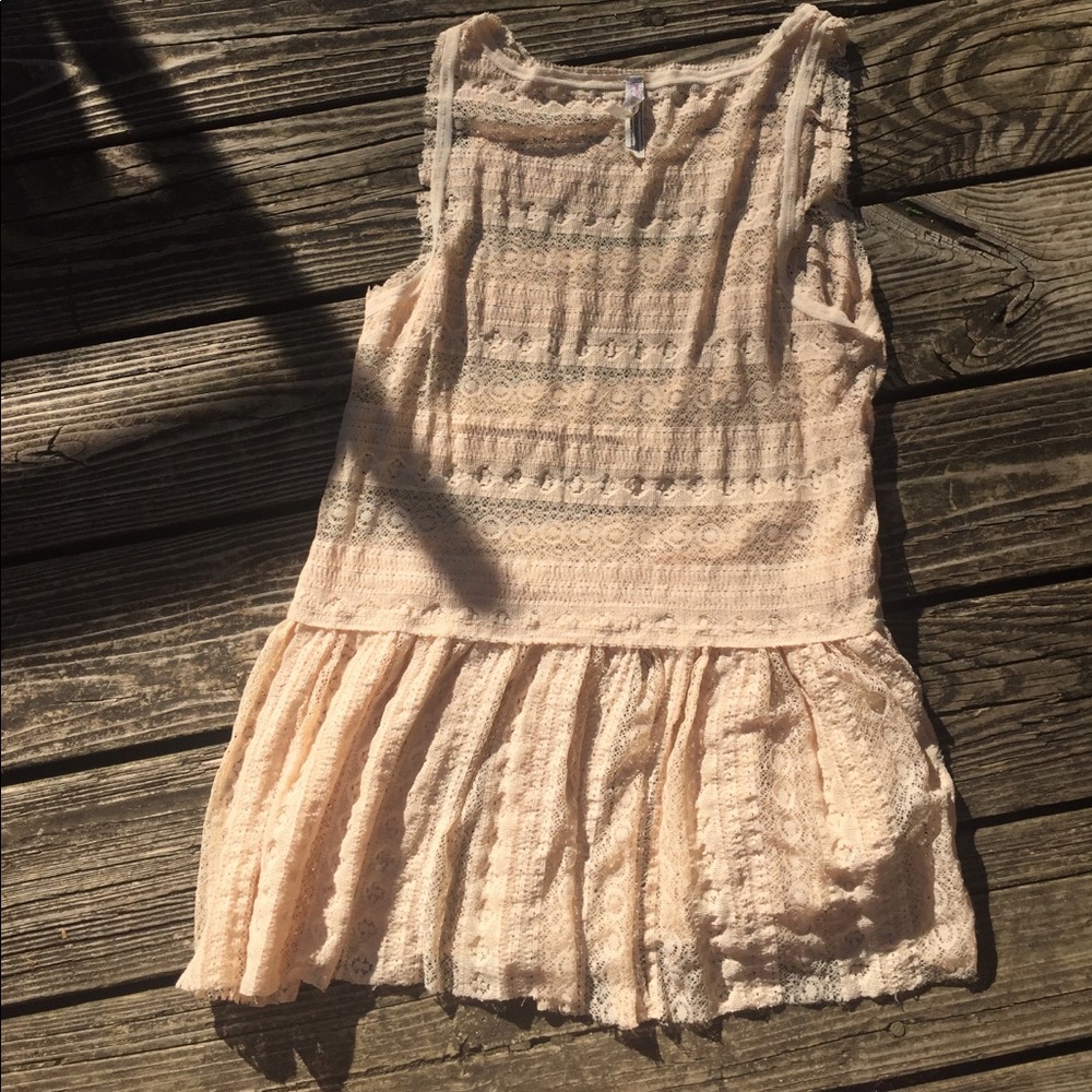 Free People cream lace peplum style blouse