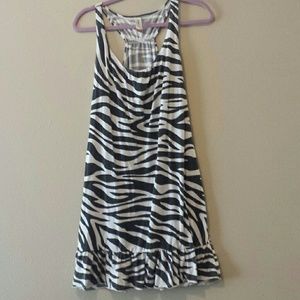 XL Zebra Print Racerback Tank Dress w/Ruffled Hem