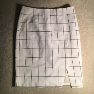 White Banana Republic Windowpane Pencil Skirt