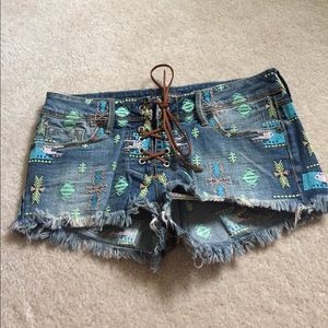Kendall and Kylie Pattern denim shorts