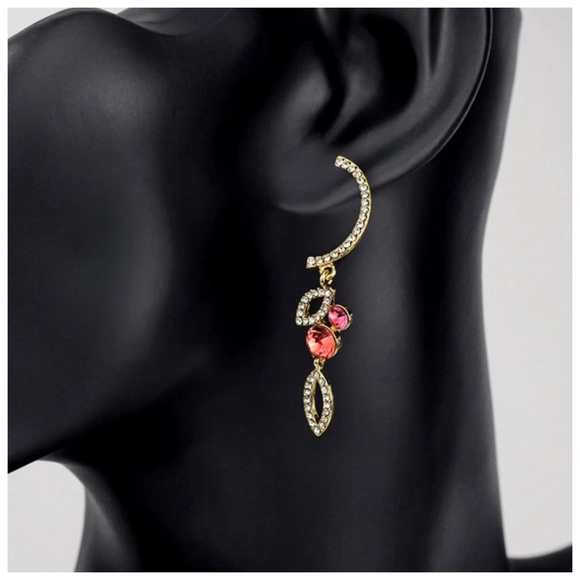 🎁 Swarovski Crystals Coral Drop Earrings - Picture 3 of 5