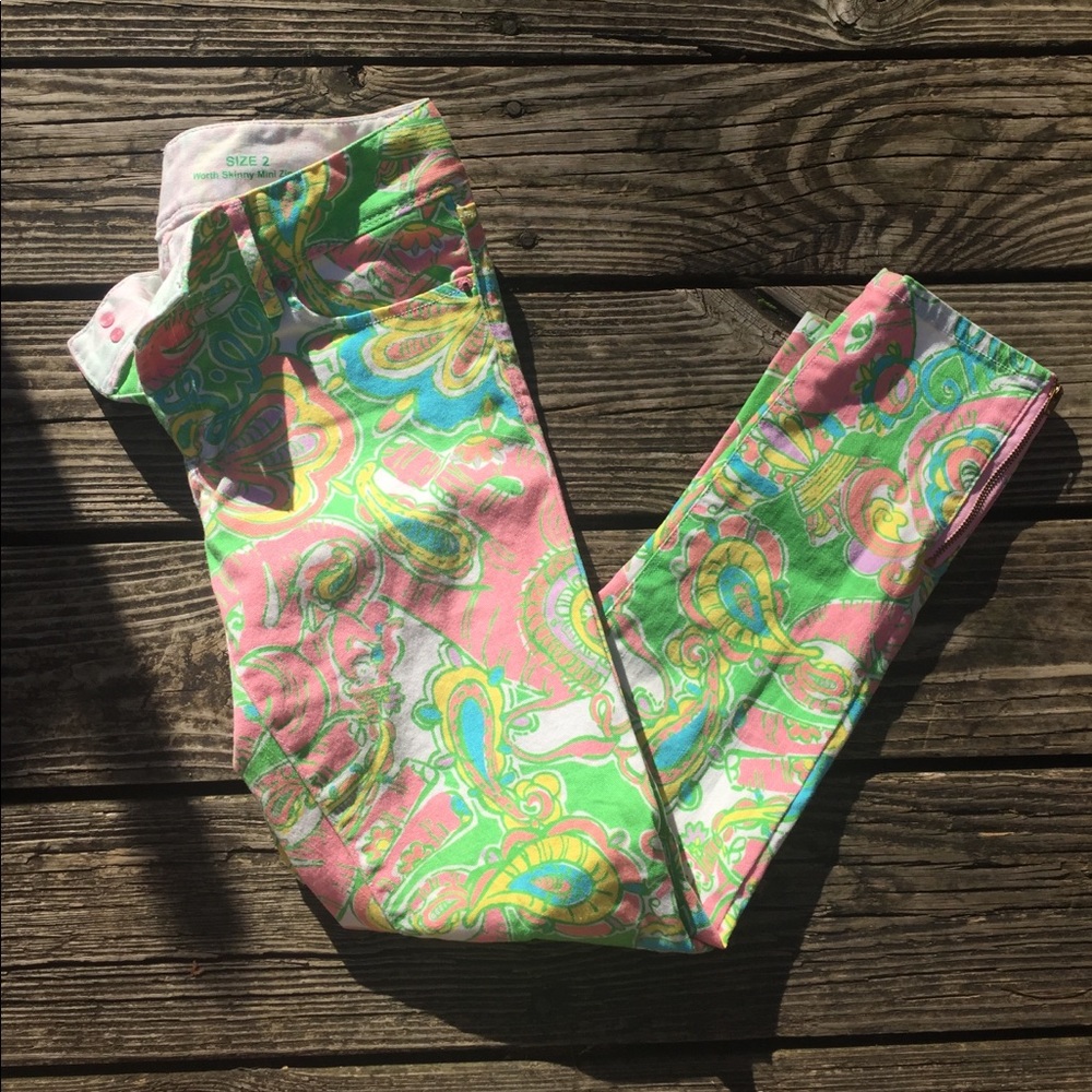 Lilly Pulitzer neon printed skinny pans