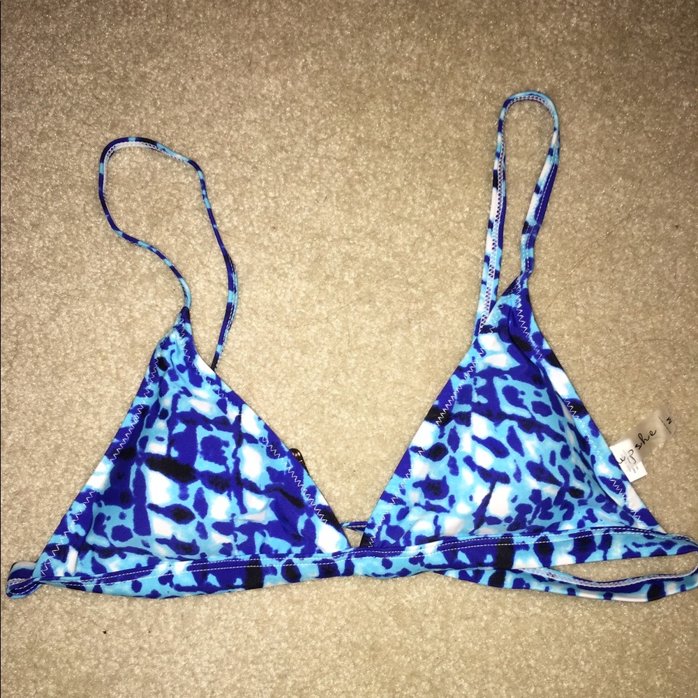cupshe deep ocean water blue swim top size M