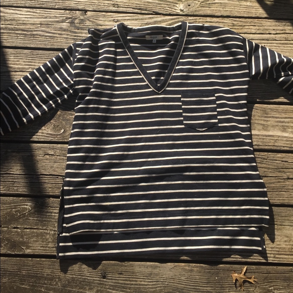 Madewell black white striped boxy top