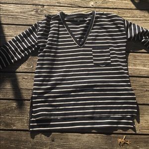 Madewell black white striped boxy top