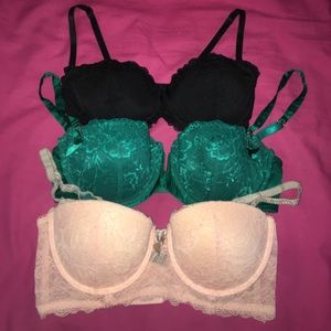 Three Lacy Bras 34C