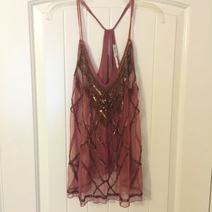 Urban outfitters magenta beaded tank