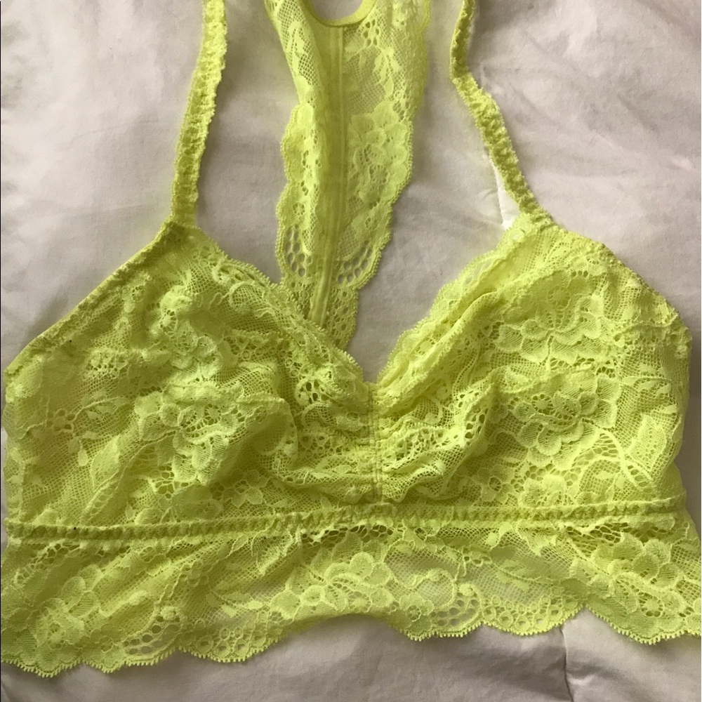 Neon yellow lace bralette