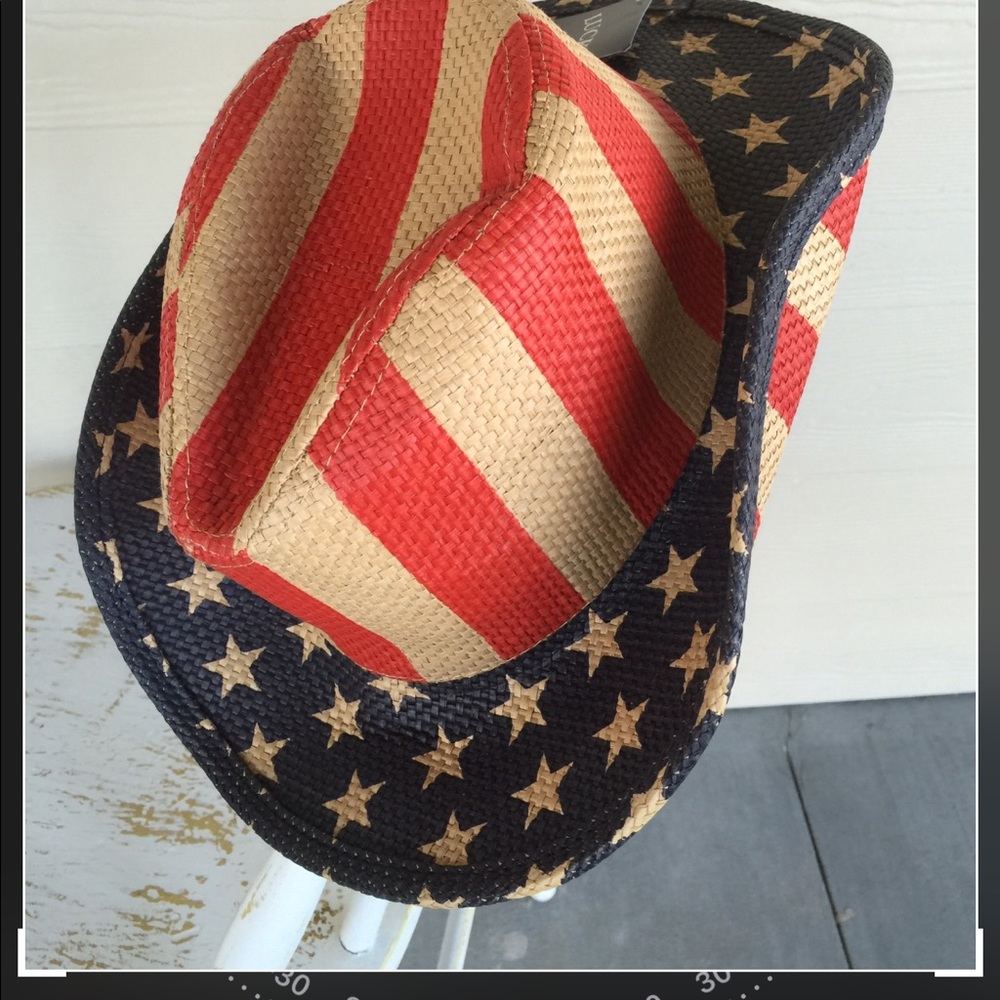 Straw Red White and Blue COWBOY Hat