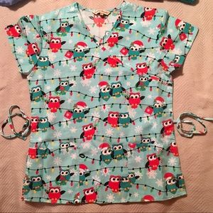 Holiday scrub tops