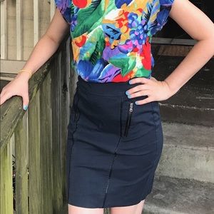 Navy blue Anne Taylor working woman mini skirt