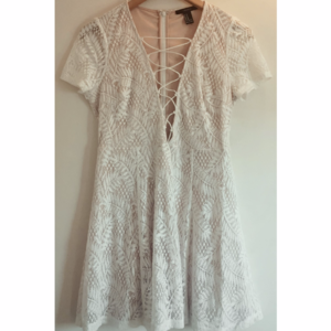 Forever 21 Size M Beige Lace-Up Summer Dress