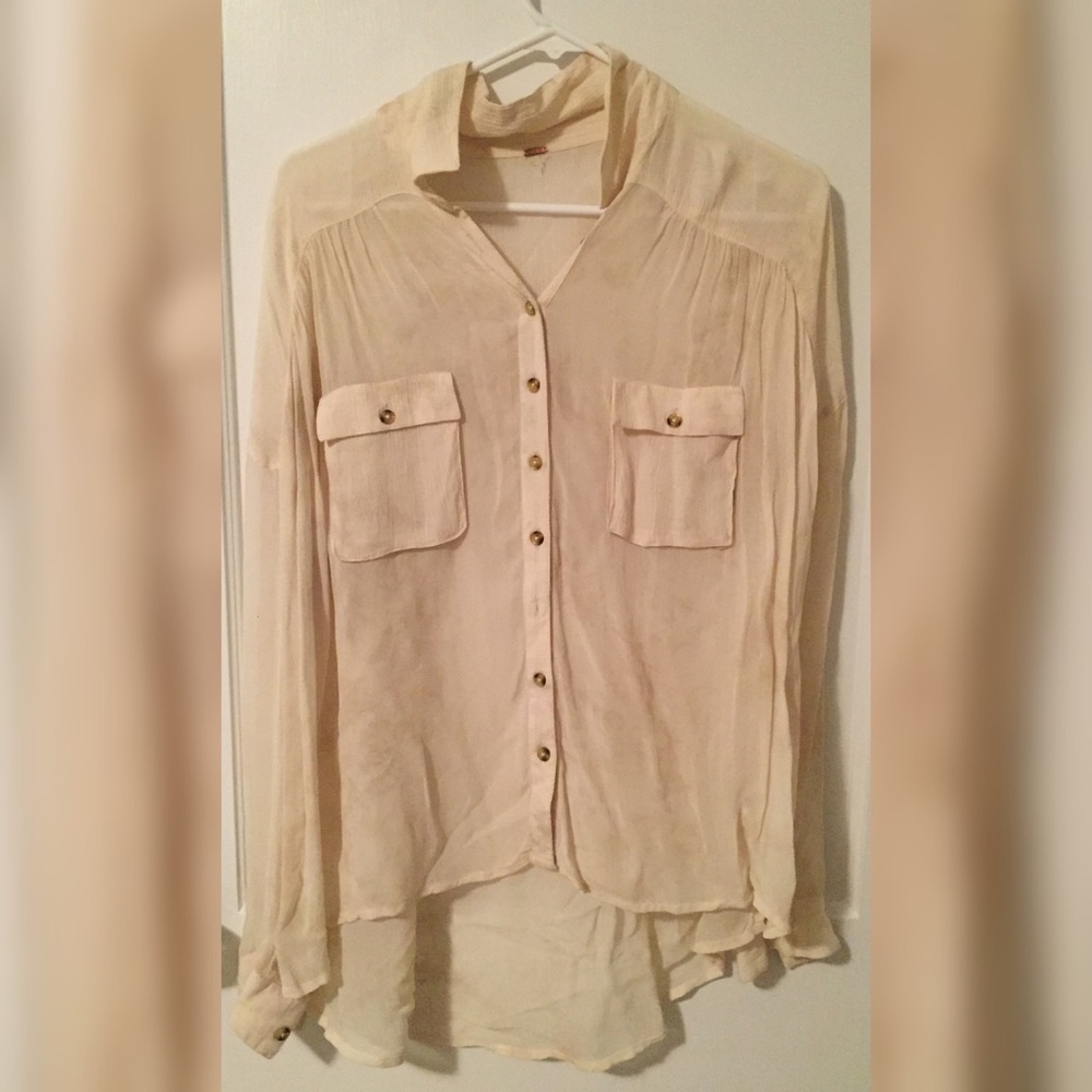 NWOT Free People Ivory Button Down Top