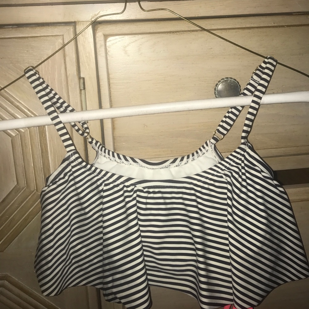 striped flounce bikini top