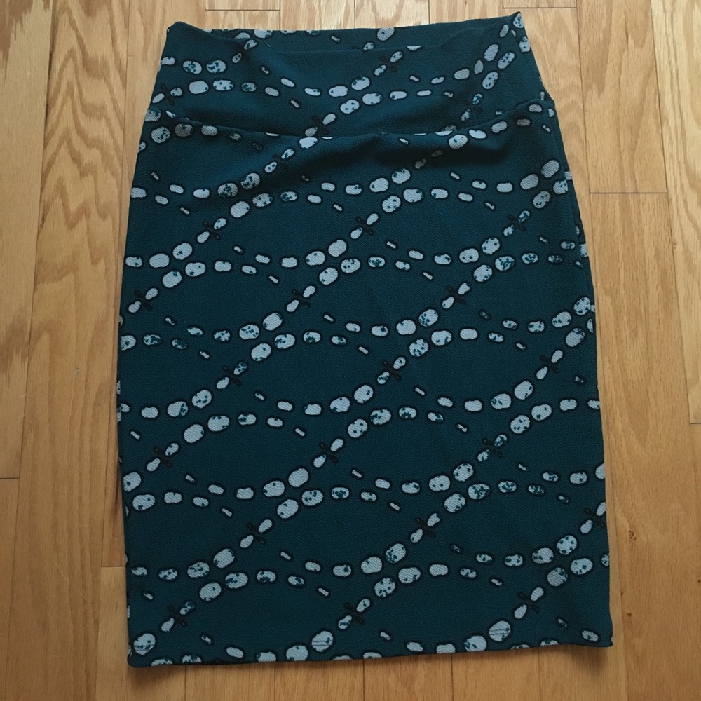 LuLaRoe Cassie Skirt - Teal w white. Medium.