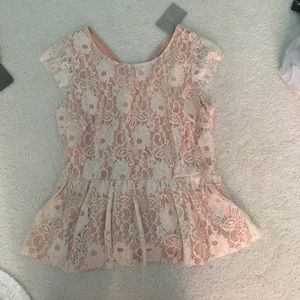 anthropologie lace peplum top