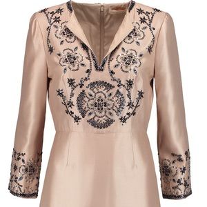 Embellished Tory Burch Silk Gazar Dress in Blush