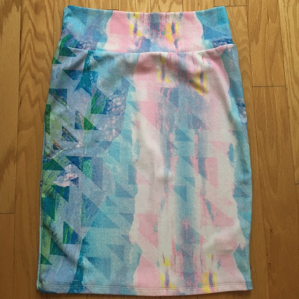 LuLaRoe Cassie Skirt - Pastel Watercolor - Large