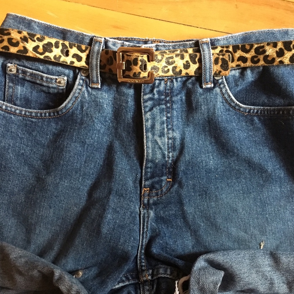 Faux fur leaped print belt Size: M