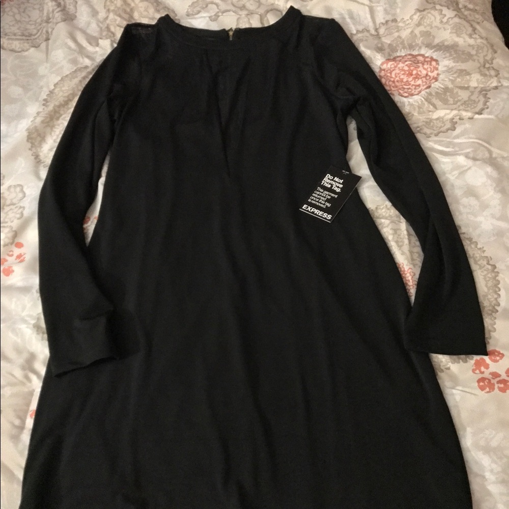 Express Deep V Black Dress