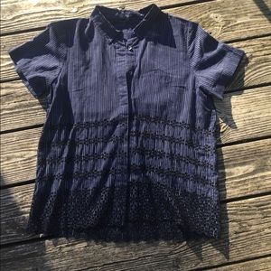 Madewell striped eyelet shirt sleeve button down