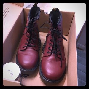 DR MARTENS Cherry Red DM J Lace Boot