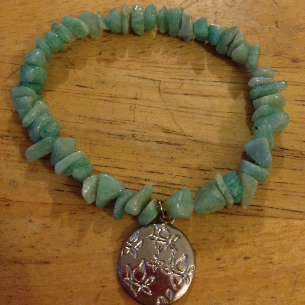 Natural aqua marine rock stone bracelet