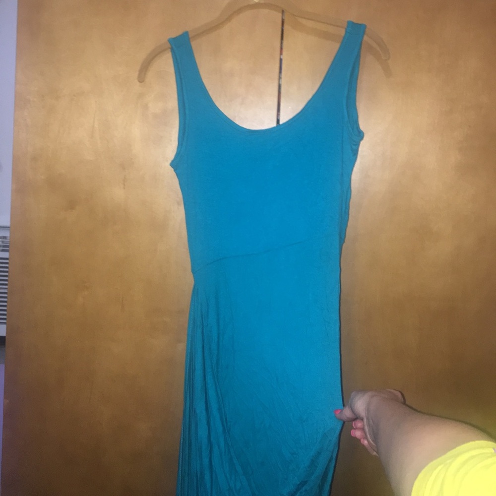 New Teal Turquoise Tank Dress w/ Asymmetrical Ham