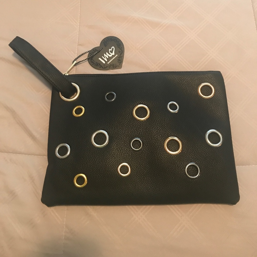 Oversized Black Wristlet Bag