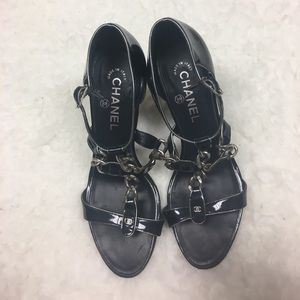 CHANEL Shoes - Chanel block heel chain sandals CHANEL Shoes - Chanel block heel chain sandals