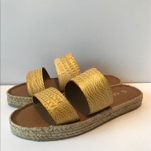 KAANAS Tobago Flatform Sandal Mustard 7M  *NIB*