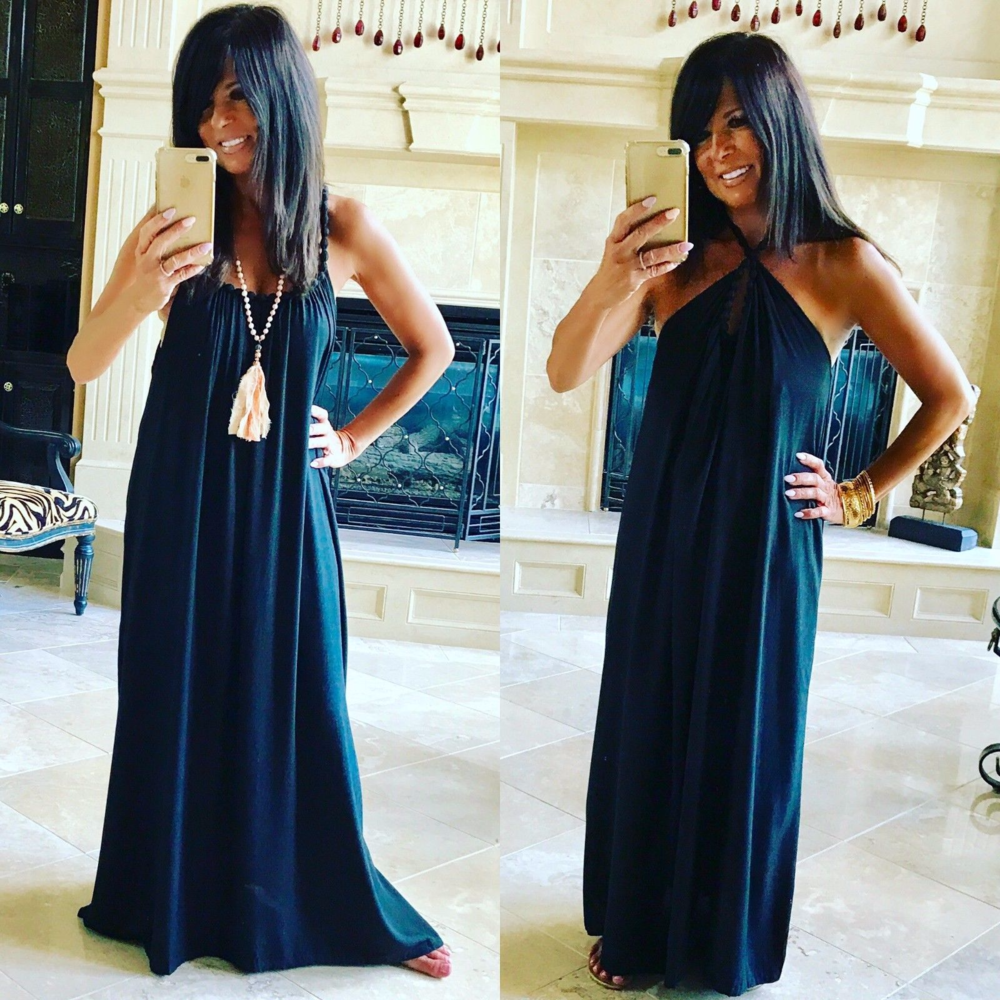 Beach GYPSY Black Boho Ultra Flowy Long Maxi Dress