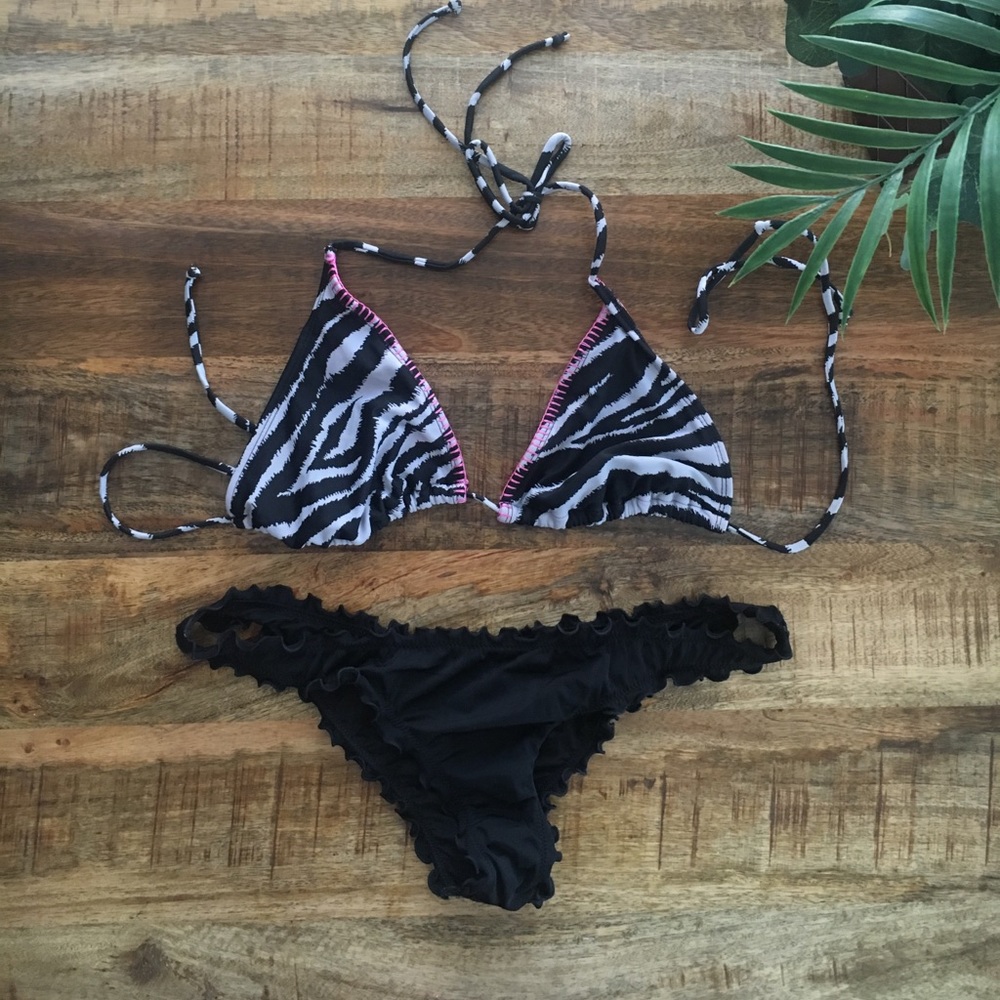 Zebra print bikini top size medium