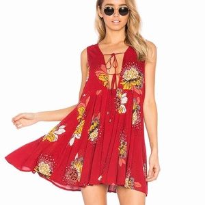 Free People Lovely Day Printed V-Neck Tunic Dress