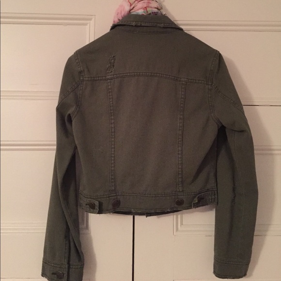 Free People Distressed Army Green "Jean" Jacket - Picture 2 of 6