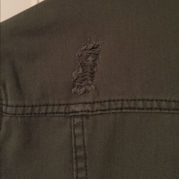 Free People Distressed Army Green "Jean" Jacket - Picture 3 of 6