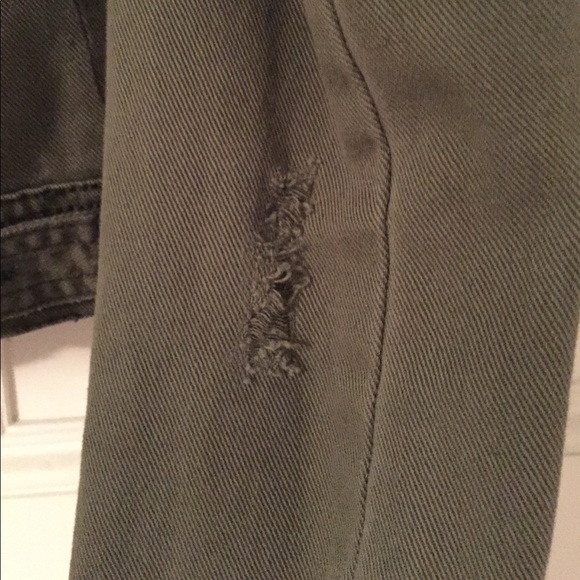 Free People Distressed Army Green "Jean" Jacket - Picture 4 of 6