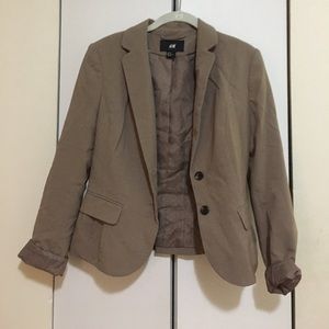 TAN BLAZER POLKA DOT LINING