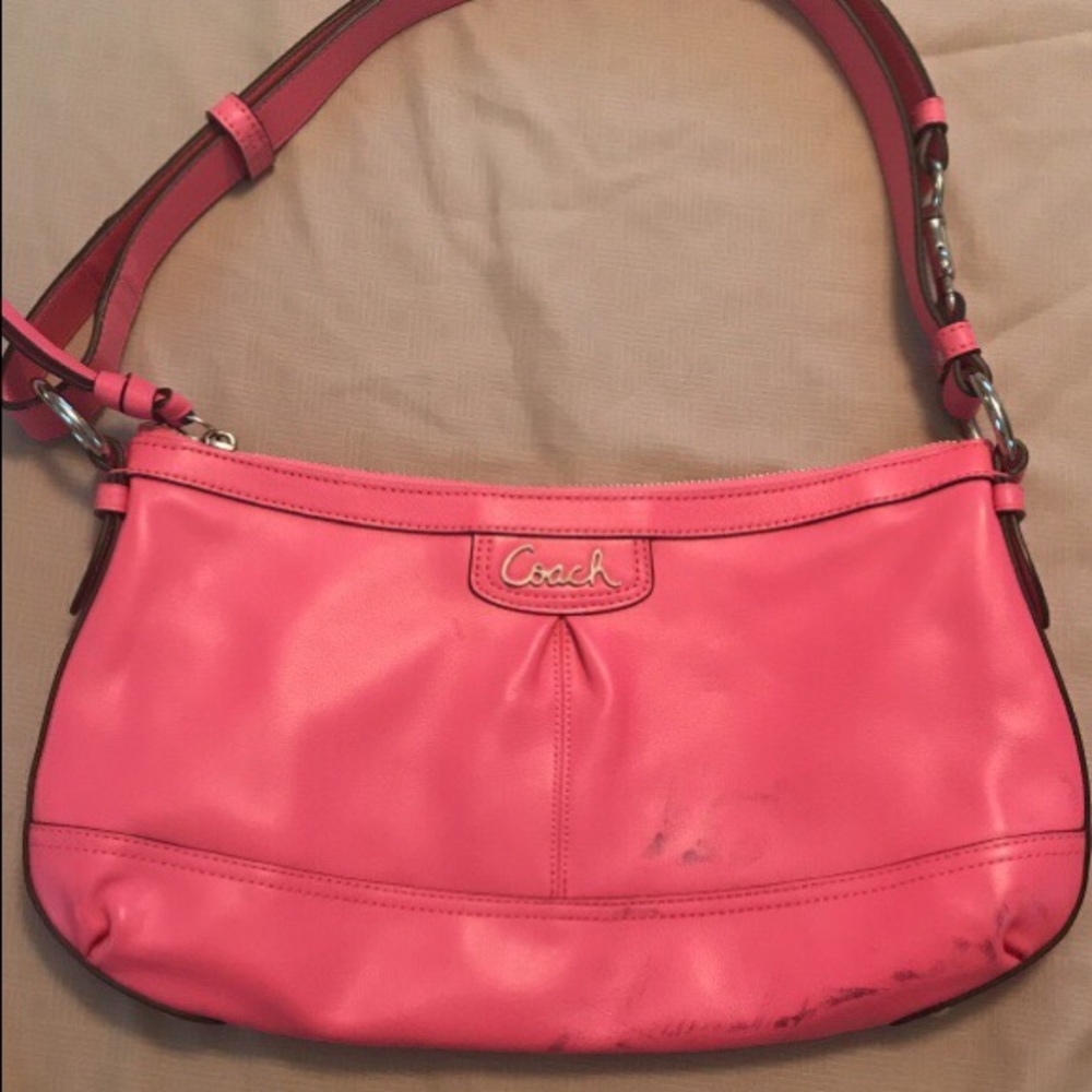 Authentic Pink Coach leather hobo bag