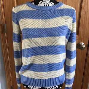 blue and white stripped sweater