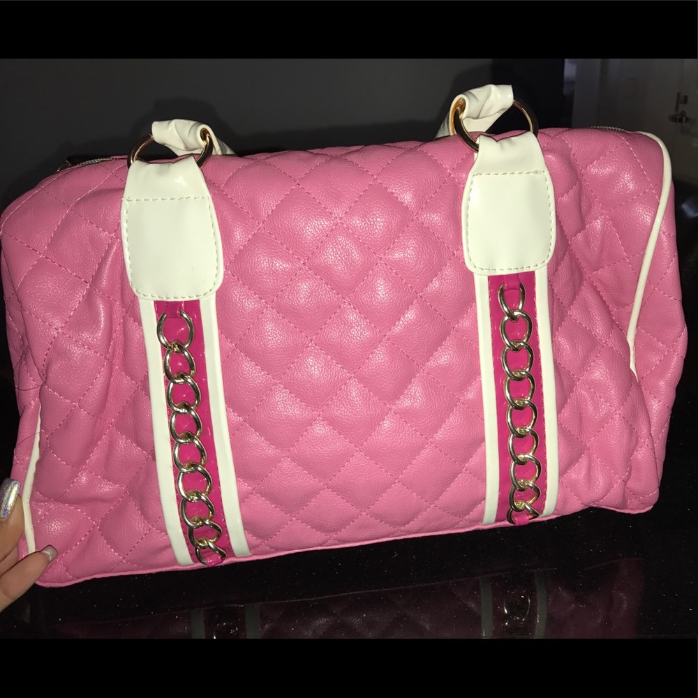 Pink & white handbag