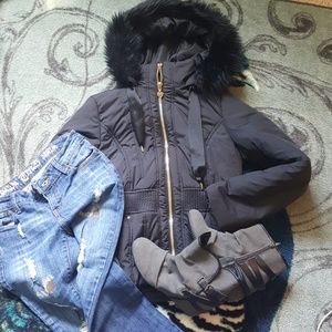{Candies} Black Puffer Coat Size Junior Large
