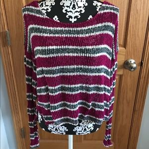 red and grey cropped sweater