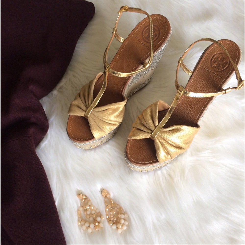 Tory Burch Sequins Wedge Heels Sandals