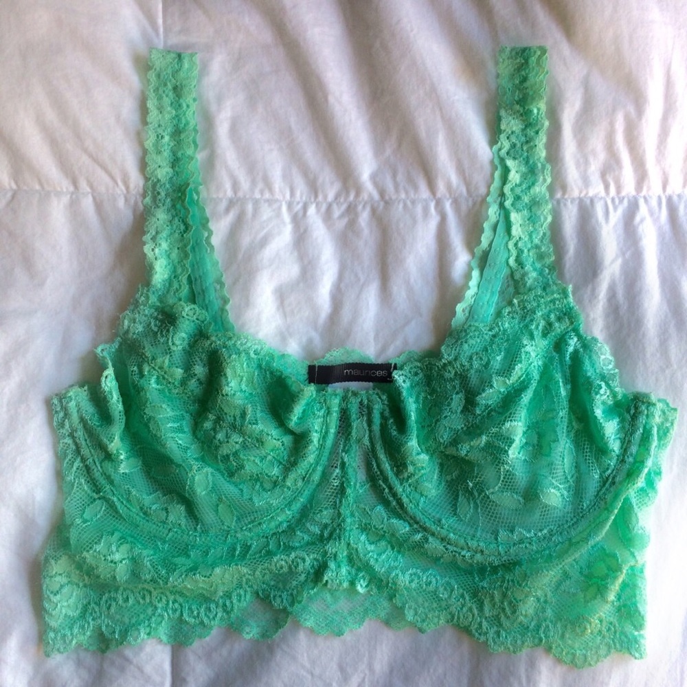 Seafoam Green Padless Lace Maurices Bra