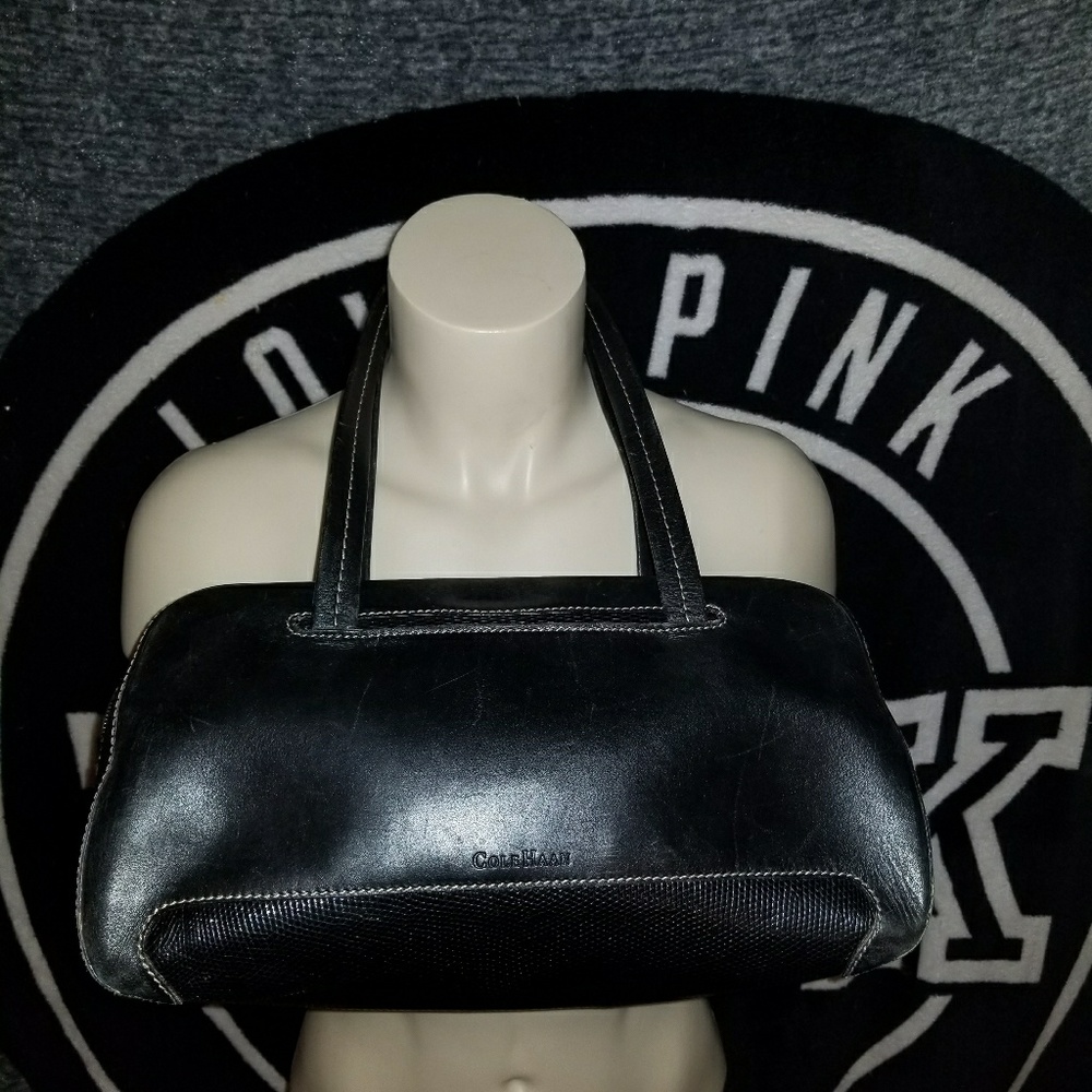 Black leather Cole Haan shoulder bag
