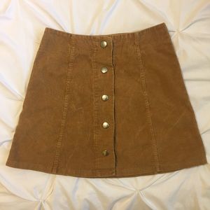 Corduroy Tan Button Up Skirt