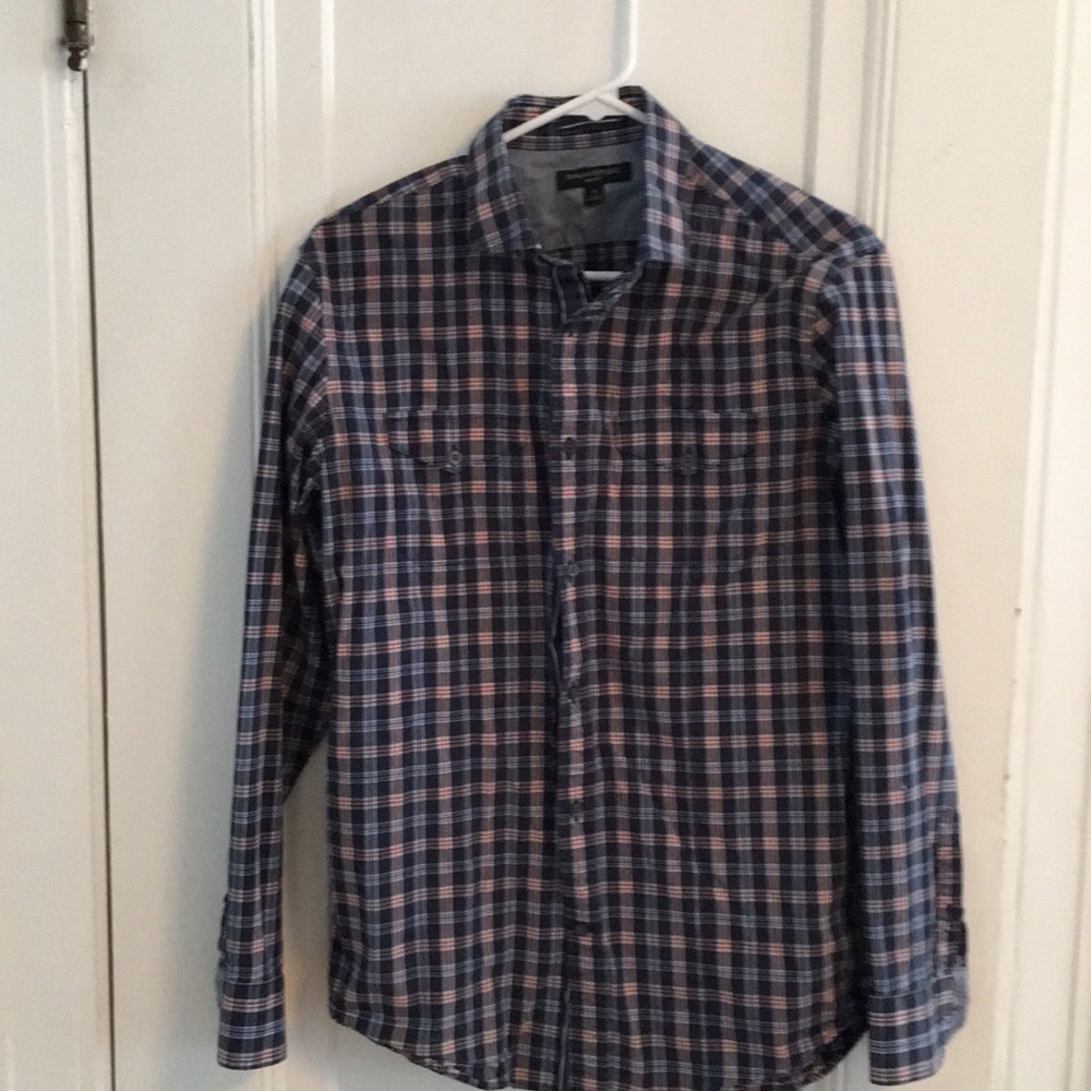 BR Men's dress shirt - blue/red plaid - medium