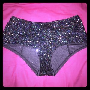 High Waisted Grey Sequin Panty/Hot Short