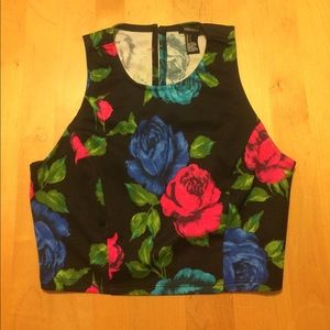 Floral crop tank top